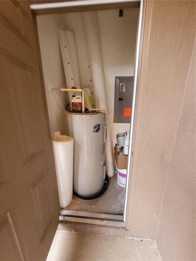 utilities with electric panel and electric water heater