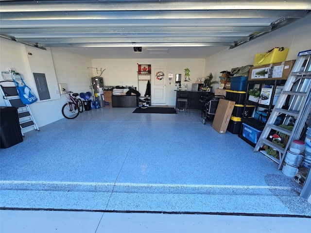 garage with a garage door opener