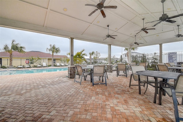 view of patio / terrace featuring a community pool