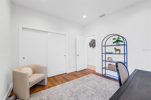 office featuring hardwood / wood-style flooring