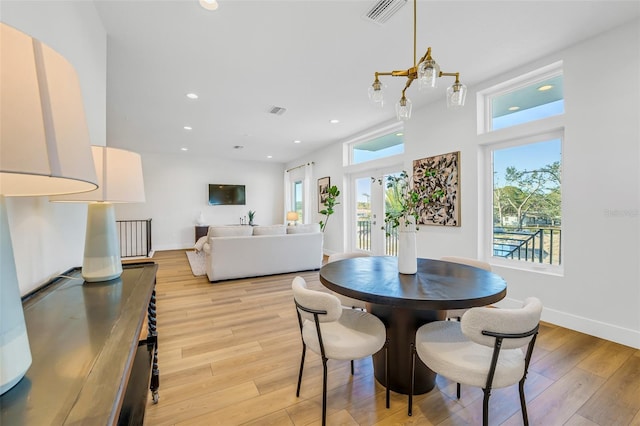 dining room featuring a healthy amount of sunlight and light wood-type flooring