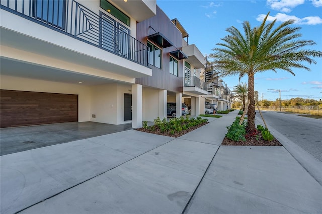 exterior space featuring a garage