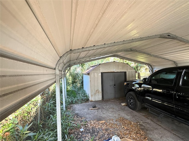 garage featuring a carport