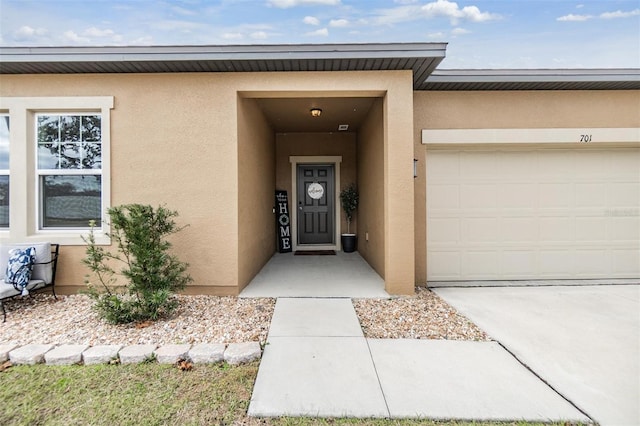 entrance to property with a garage