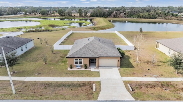 bird's eye view featuring a water view