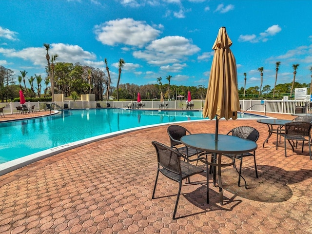 view of pool featuring a patio area