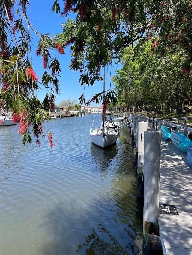 view of dock featuring a water view