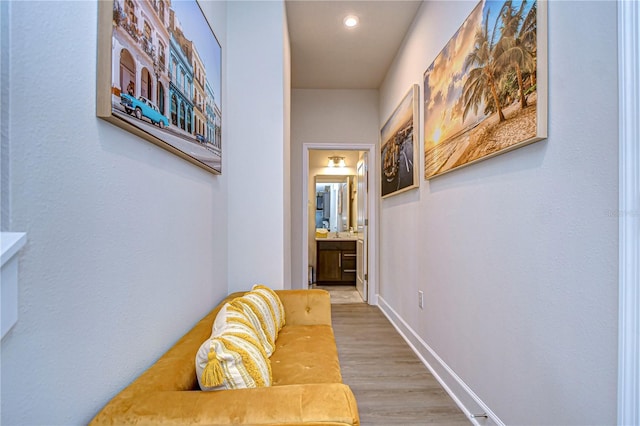 hallway featuring hardwood / wood-style floors