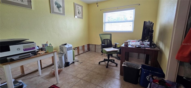 home office featuring light tile patterned floors