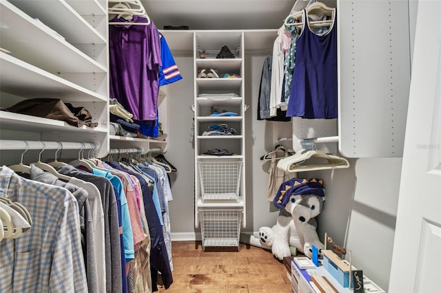 spacious closet featuring hardwood / wood-style flooring