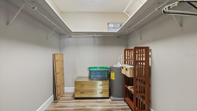 spacious closet with light hardwood / wood-style flooring