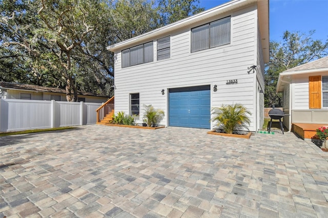 exterior space featuring a garage