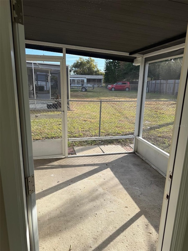 view of unfurnished sunroom