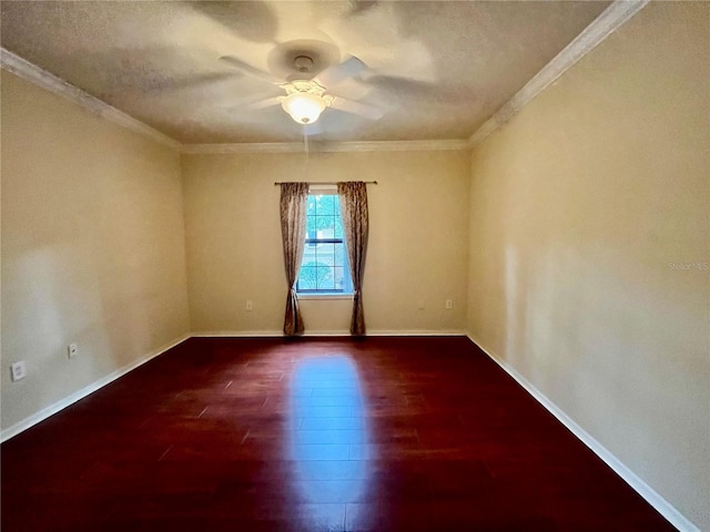 2254 Chianti Pl Unit 68, Palm Harbor, FL 34683 - spare room featuring a ceiling fan, ornamental molding, wood finished floors, a textured ceiling, and baseboards