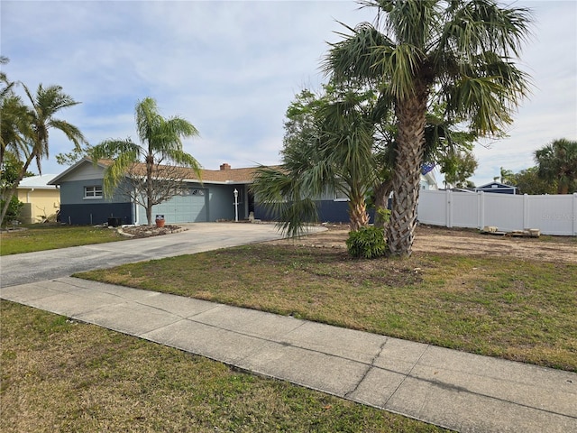 view of front of house with a garage and a front yard