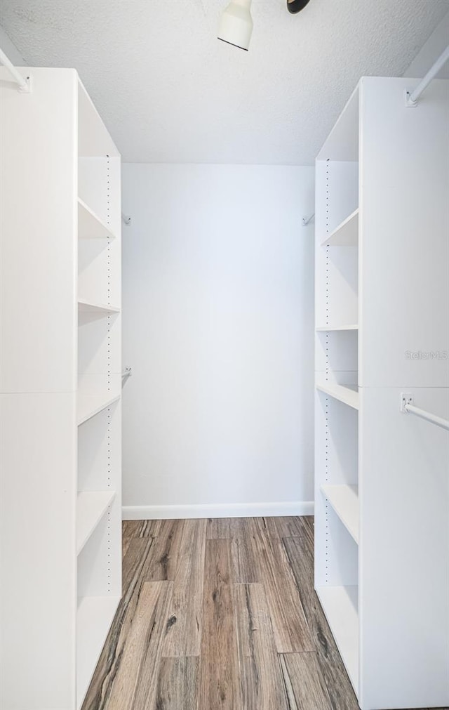 walk in closet featuring wood-type flooring