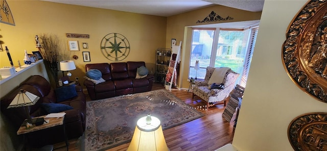 living room with wood-type flooring