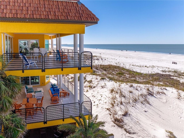 exterior space with a view of the beach