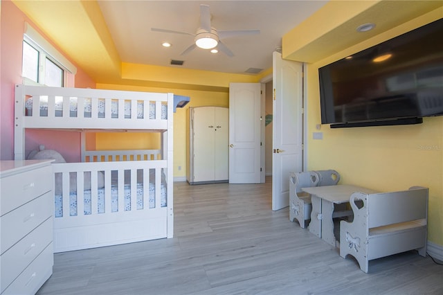 bedroom with light wood-type flooring