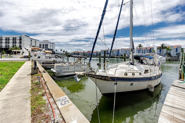 view of dock featuring a water view