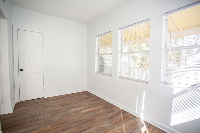 spare room with dark hardwood / wood-style floors