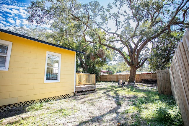 view of yard featuring a deck