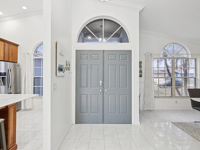 entrance foyer with crown molding