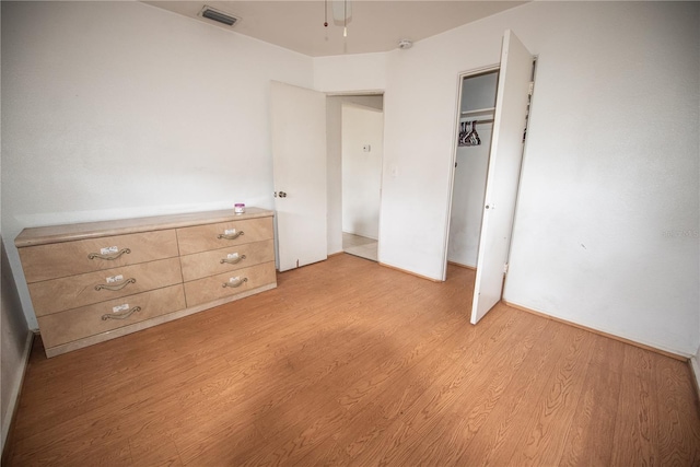 unfurnished bedroom with light hardwood / wood-style flooring