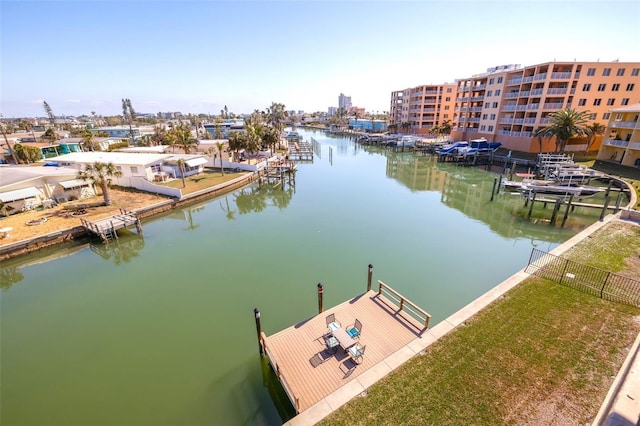 dock area featuring a water view