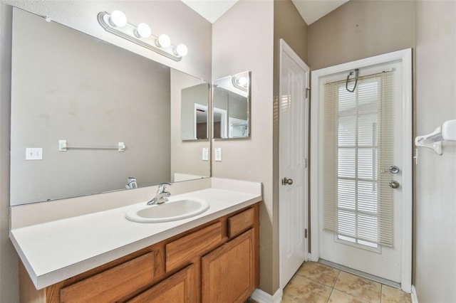 bathroom featuring vanity and tile patterned floors