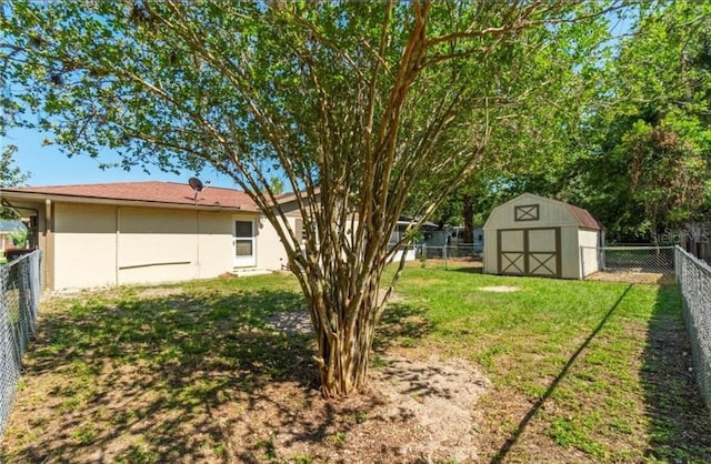 view of yard with a storage unit