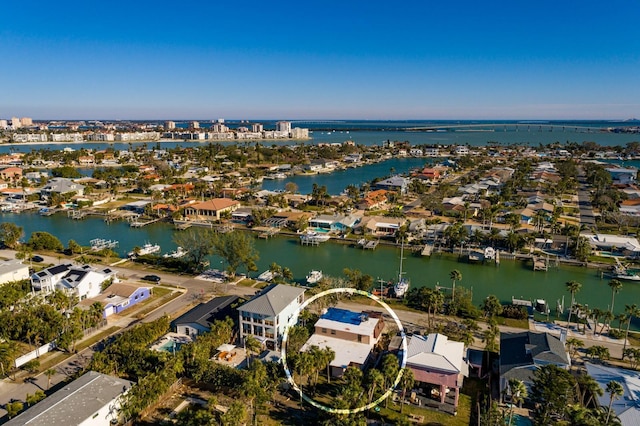 bird's eye view featuring a water view