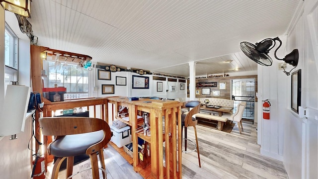 dining room with light hardwood / wood-style floors