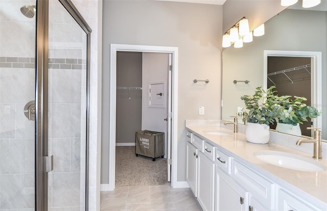 bathroom featuring vanity and walk in shower