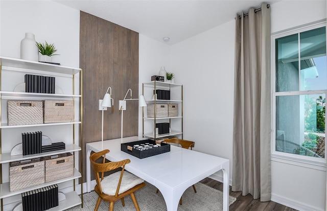 office space featuring wood-type flooring