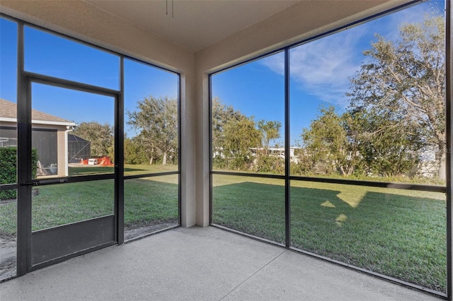 view of unfurnished sunroom