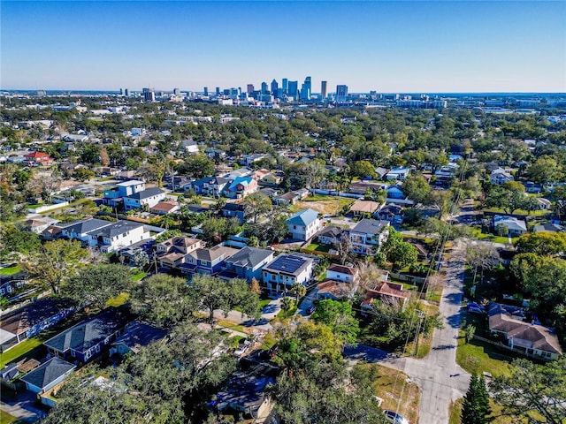 drone / aerial view featuring a city view