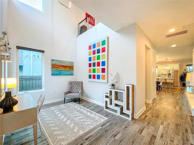 sitting room featuring wood-type flooring