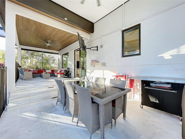 view of patio / terrace featuring a ceiling fan and outdoor lounge area