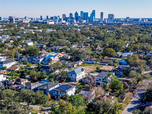 aerial view with a city view