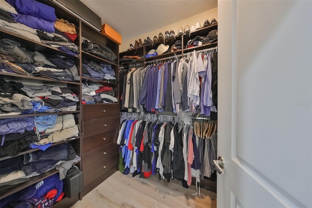 walk in closet featuring light wood-type flooring