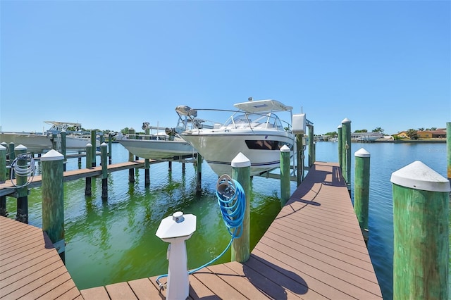 dock area featuring a water view