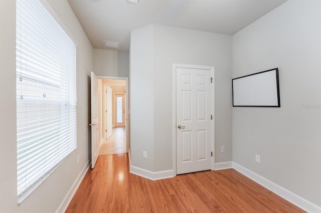 interior space with light hardwood / wood-style flooring