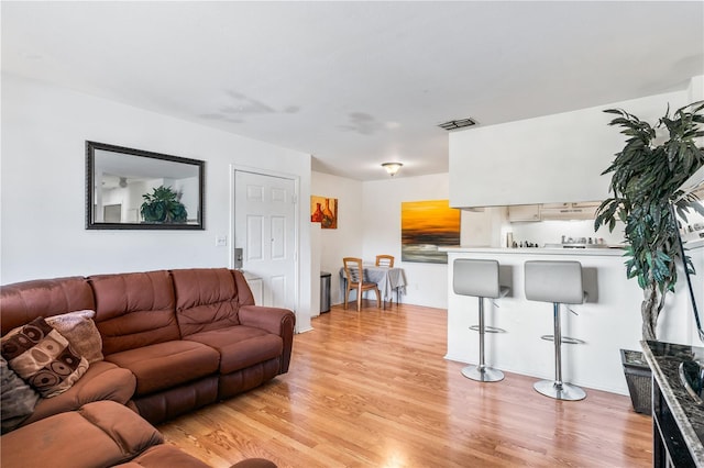 living room featuring light wood-type flooring