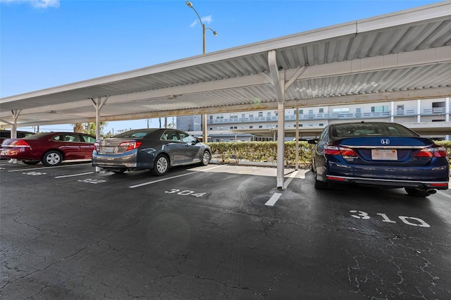 view of covered parking lot