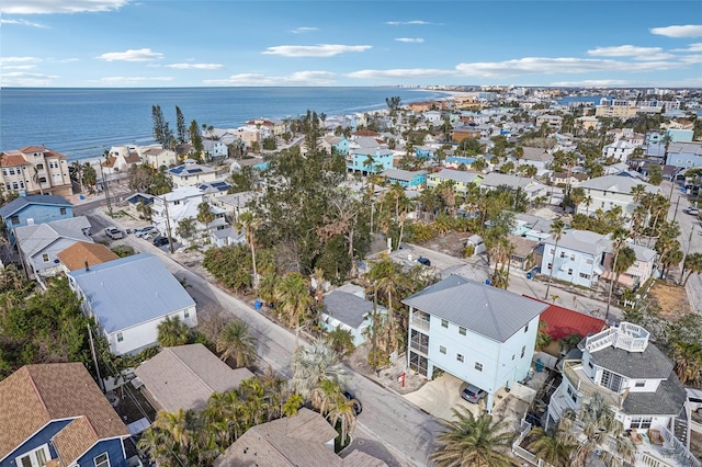 bird's eye view with a water view and a residential view