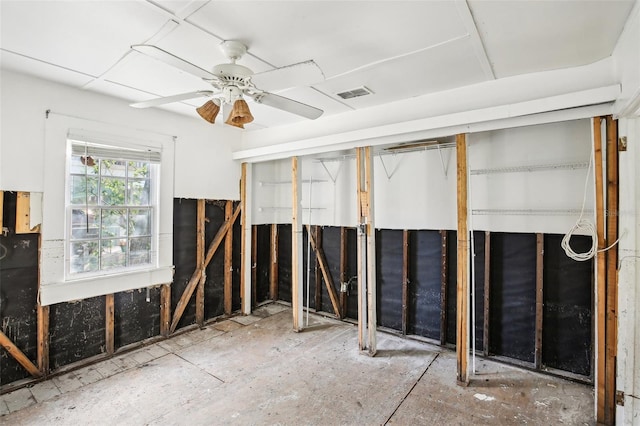 miscellaneous room with ceiling fan and visible vents