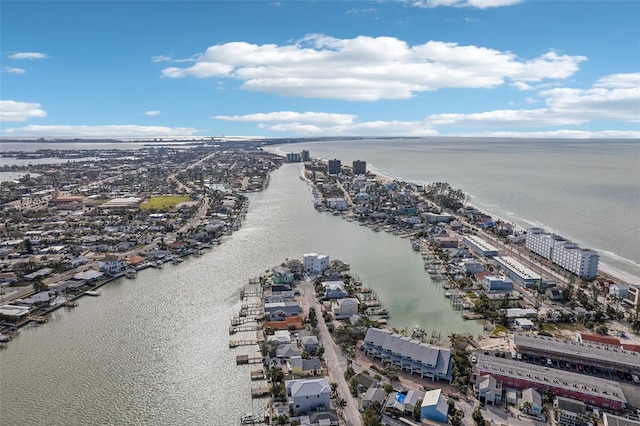 bird's eye view with a view of city and a water view