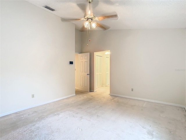 spare room featuring ceiling fan