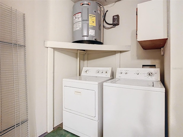 laundry area featuring separate washer and dryer and electric water heater